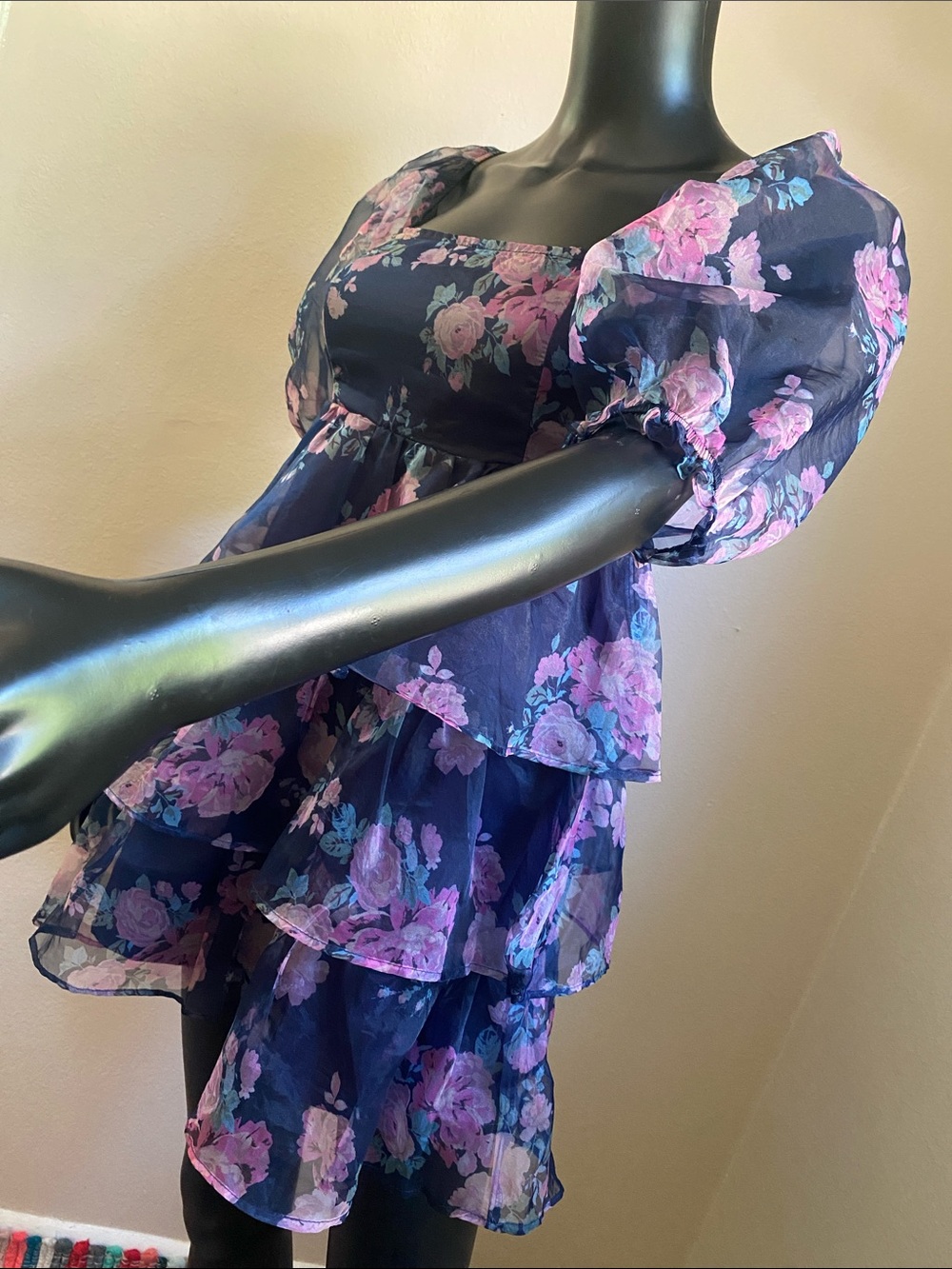 Altar'd State Navy Smocked Bodice Floral Dress - Picture 6 of 13